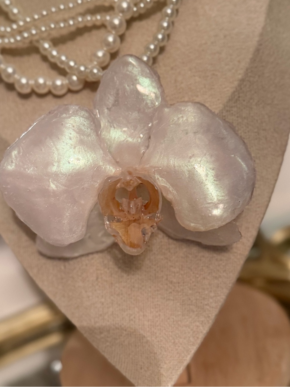 Iridescent White Orchid Brooch - Women Jewelry
